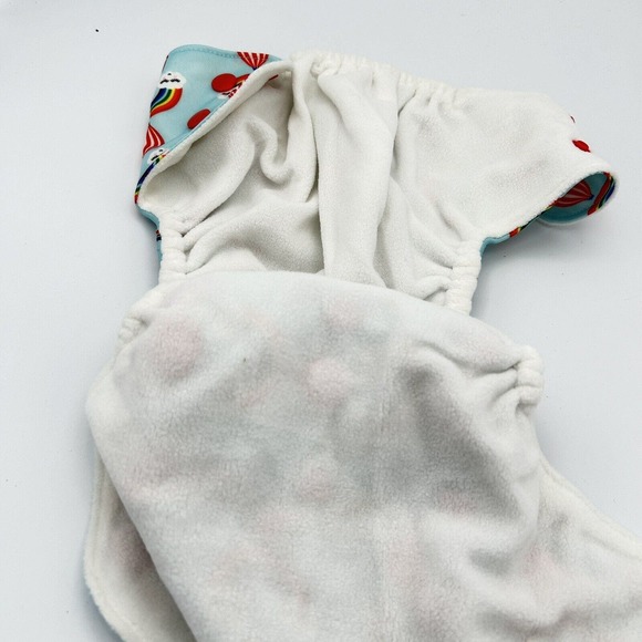 Baby Diaper Cover Pocket Adjustable Snaps Rainbow & Balloon Print One Size - Picture 3 of 5